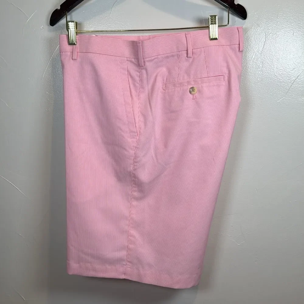 Peter Millar Crown Sport Shorts Pink White Stripe Size 40 Golf Outdoor Sports